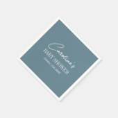 ティール（緑がかった色）シンプルブルーミニマルカスタムリスト赤ちゃんシャワー スタンダードカクテルナプキン (角)