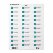 ティール（緑がかった色）シンプルブルーモノグラム差出人住所ラベル ラベル (フルシート)