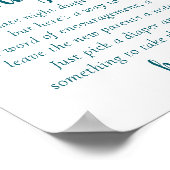 ティール(緑がかった色)シンプル深夜おむつ | 青緑シャワー ポスター (角)