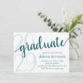 ティール(緑がかった色)シンプル院生 | ダークジェイドグリーンのスクリプト年 招待状 (スタンド正面)