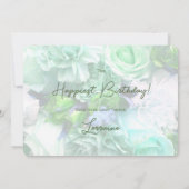 ティール(緑がかった色)シークレットガーデン誕生日カード 招待状 (裏面)