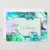 ティール(緑がかった色)シークレットガーデン誕生日カード 招待状 (正面)