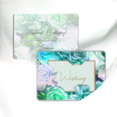 ティール（緑がかった色）シークレットガーデン誕生日カード 招待状