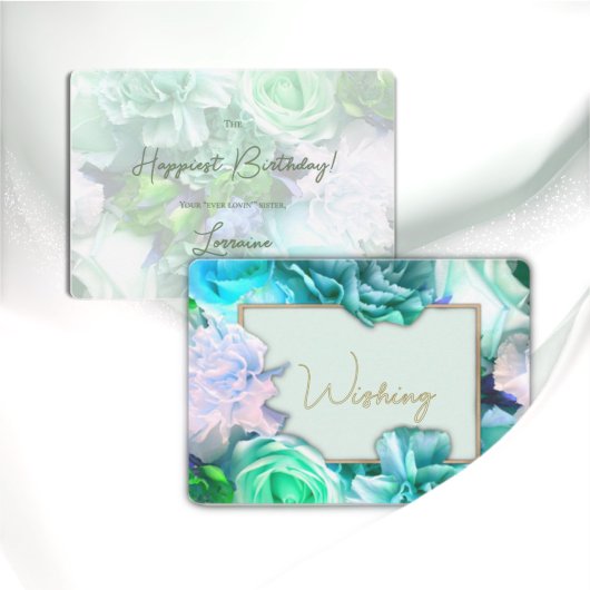 ティール(緑がかった色)シークレットガーデン誕生日カード 招待状