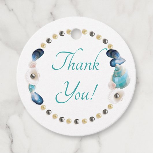 ティール（緑がかった色）シーシェルとパールズキンセアニェラ党の好意 フェイバータグ (正面)