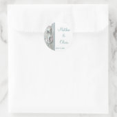 ティール(緑がかった色)シーシェルズパールビーチ結婚式ベストスティッカー ラウンドシール (バッグ)