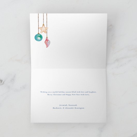 ティール（緑がかった色）シーズ&グリーティングシーセルオーナメント写真 シーズンカード (内部)