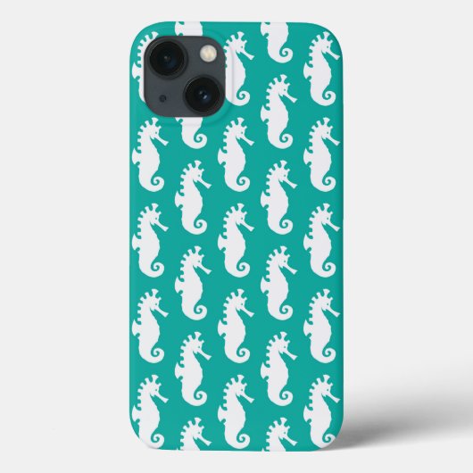 ティール(緑がかった色)シーホースのパターン1 Case-Mate iPhoneケース (裏面)