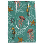 ティール（緑がかった色）シーホースカスタムセレナーデ文字 ミディアムペーパーバッグ (裏面)