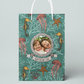 ティール（緑がかった色）シーホースカスタムセレナーデ文字 ミディアムペーパーバッグ