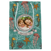 ティール（緑がかった色）シーホースカスタムセレナーデ文字 ミディアムペーパーバッグ (正面)