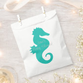 ティール（緑がかった色）シーホース赤ちゃんシャワー優先バッグ フェイバーバッグ (クリップ留めされた状態)