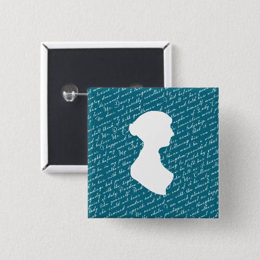 ティール(緑がかった色)ジェーンオースティンプライドガイダンスフィールド 缶バッジ (正面&裏面)