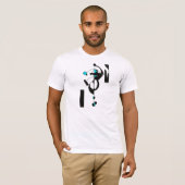 ティール（緑がかった色）ジオデザインメンズTシャツ Tシャツ (正面フル)