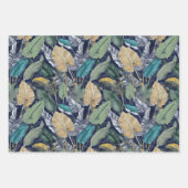 ティール(緑がかった色)ジャングル離れのラッピング紙 ラッピングペーパーシート (正面3)