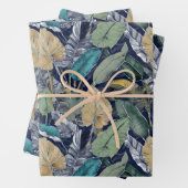 ティール(緑がかった色)ジャングル離れのラッピング紙 ラッピングペーパーシート (インサイチュ)