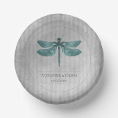 ティール(緑がかった色)ジュエリドドラゴンフライ結婚ズ ペーパーボウル (正面)