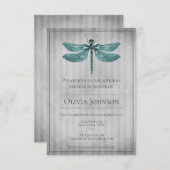ティール(緑がかった色)ジュエリードトンフライブライダルシャワー 招待状 (正面/裏面)