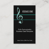 ティール（緑がかった色）ジュエルティール（緑がかった色） – ミュージックRhinestone 名刺 (正面)