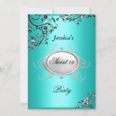 ティール(緑がかった色)スウィート16バースデーパーティー 招待状 (正面)