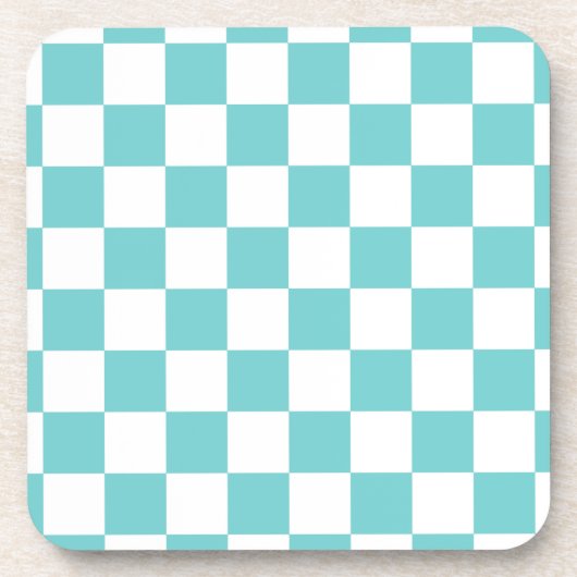 ティール(緑がかった色)スカイチェッカーボード コースター (正面)