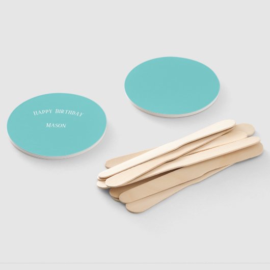 ティール(緑がかった色)スカイハッピーバースデー ハンドファン (組立なし)