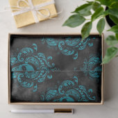 ティール（緑がかった色）スカルとダークグレーゴシックの切り離し 薄葉紙 (ギフト)