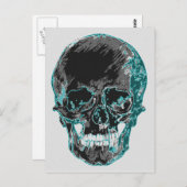 ティール（緑がかった色）スカルはがき ポストカード (正面/裏面)