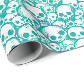 ティール（緑がかった色）スカル型包み紙 ラッピングペーパー (ロールコーナー)