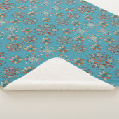 ティール（緑がかった色）スカンジナビアフォークパタン雪 シェルパブランケット (3/4)