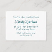 ティール（緑がかった色）スクリプトテンプルシーリング&ミール招待状 エンクロージャーカード (裏面)