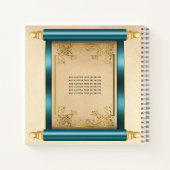 ティール(緑がかった色)スクロールフォトバジェットキンチェニェラゲストブック ノートブック (裏面)