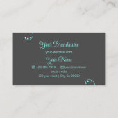 ティール（緑がかった色）スタイリッシュとロゴ付きグレー装飾品華美 名刺 (裏面)