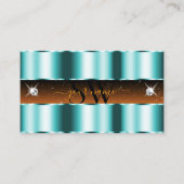 ティール(緑がかった色)スタイリッシュオレンジブラックスパークルジュエリーイニシャル 名刺 (正面)