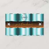 ティール（緑がかった色）スタイリッシュオレンジブラックスパークルジュエリー、ロゴ付き 名刺 (正面)