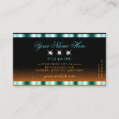 ティール(緑がかった色)スタイリッシュオレンジブラックスパークルジュエルズラグジュアリー 名刺 (裏面)