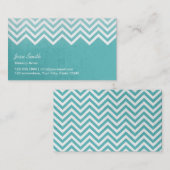 ティール(緑がかった色)スタイリッシュグリーンシェブロンストライプメイクアップアーティスト 名刺 (正面/裏面)