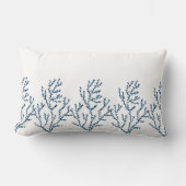 ティール(緑がかった色)スタイリッシュブルーワカメ模様 – 海テーマ ランバークッション (正面)