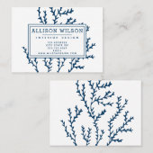 ティール(緑がかった色)スタイリッシュブルーワカメ模様 – 海テーマ 名刺 (正面/裏面)