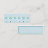 ティール(緑がかった色)スタイリッシュ及び白い幾何学模様フラワーアーチ スキニー名刺 (正面/裏面)