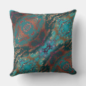 ティール(緑がかった色)スタイリッシュ及び青銅 クッション (裏面)