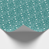 ティール(緑がかった色)スターとスノーフレークの冬のパターン ラッピングペーパー (角)