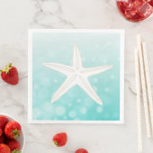 ティール（緑がかった色）スターフィッシュビーチ結婚テーマのナプキン (インサイチュ)