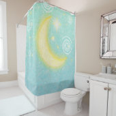 ティール（緑がかった色）スターリームーンライトシチュアルストーリーブック シャワーカーテン (インサイチュ)