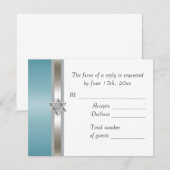 ティール（緑がかった色）スター・オブ・デイビッドRSVP 出欠カード (正面/裏面)