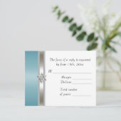 ティール（緑がかった色）スター・オブ・デイビッドRSVP 出欠カード (スタンド正面)