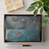 ティール（緑がかった色）スチームパンクキャットとティール（緑がかった色）ハットデクページ 薄葉紙 (ギフト)