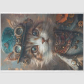 ティール（緑がかった色）スチームパンクキャットとティール（緑がかった色）ハットデクページ 薄葉紙 (正面)