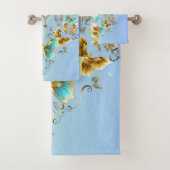 ティール(緑がかった色)スチームパンクグラフィックアートメカニカル静寂 バスタオルセット (インサイチュ)