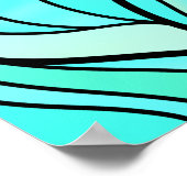 ティール(緑がかった色)ステンドグラス抽象芸術 ポスター (角)